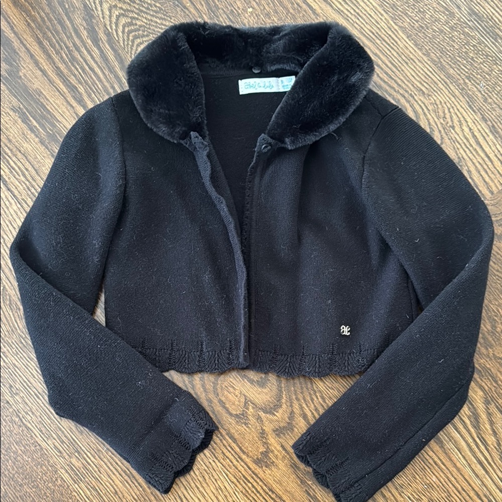 Black Cropped Jacket with Faux Fur Collar